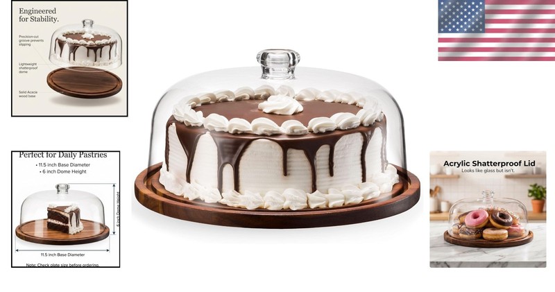 Sophisticated Cake Server Platter with Acrylic Lid - Ideal for Entertaining gallery
