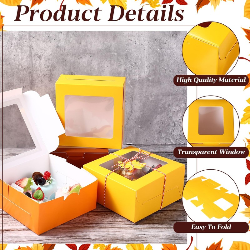 48 Pcs Fall Treat Boxes with Window 6.3x6.3x3 Inch Thanksgiving Cookie Boxes ... gallery