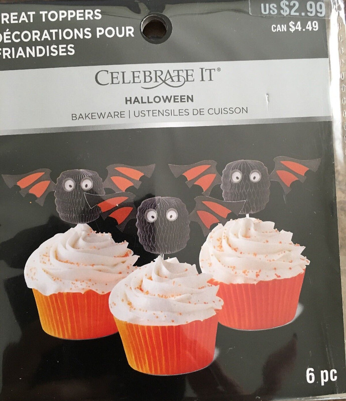 CELEBRATE IT Halloween 🦇 Bat Treat Cupcake Toppers 6pc New