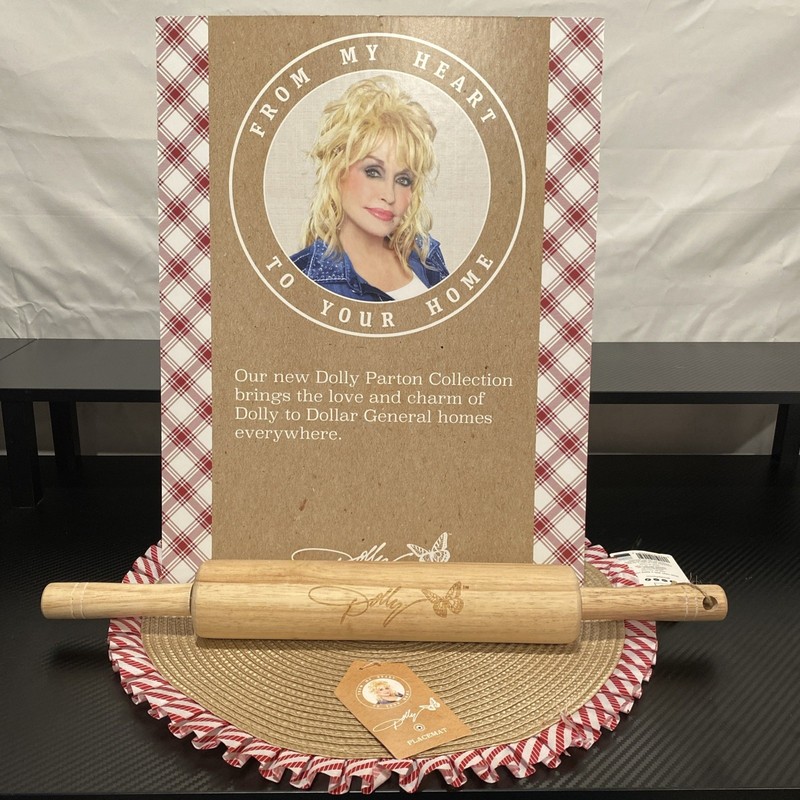 NWT Dolly Parton Etched Signature Butterfly Wood Rolling Pin