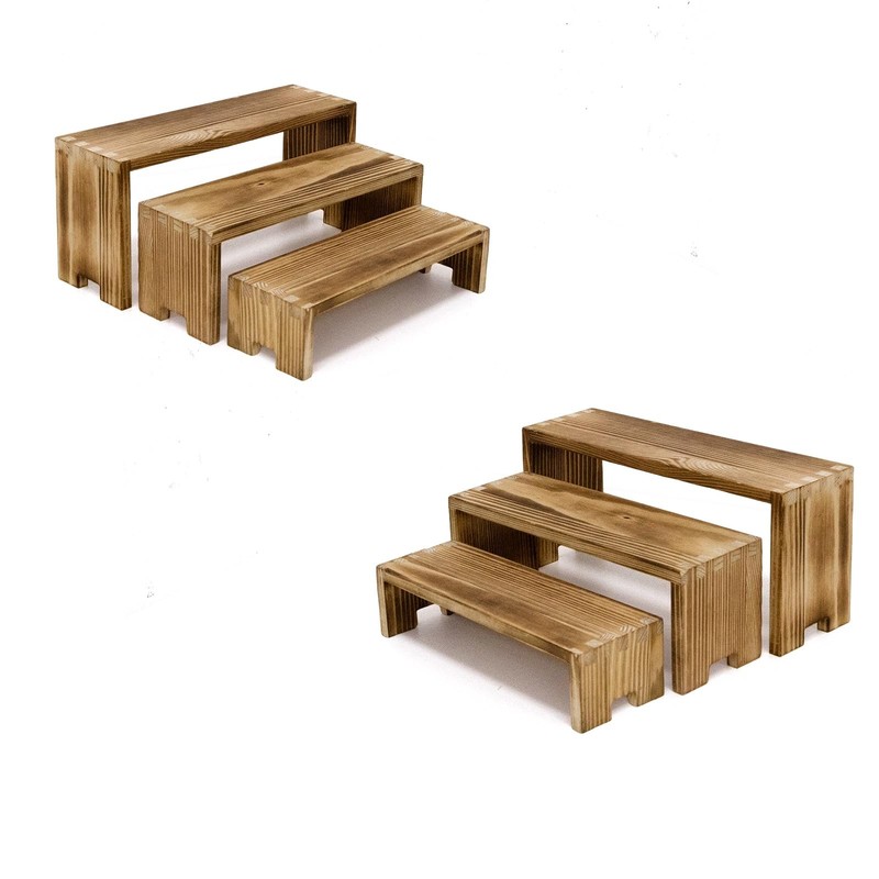 3 Tier Wood Riser, Decorative Display Stand, Dessert Organizer, Brown