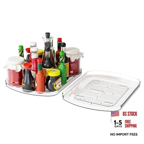 Yieach Clear Refrigerator Lazy Susan Turntable,15.7”x11.8”,Rectangular