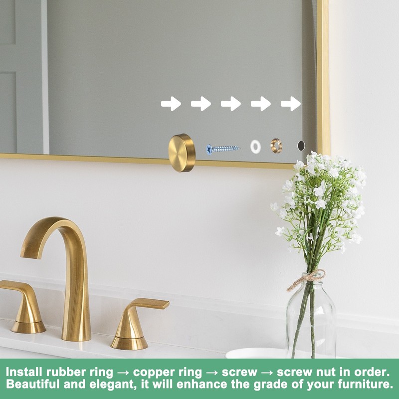 20-Pack Screw Covers Caps, 0.75" Dia Decorative Mirror Screws Cap [Gold Tone] gallery