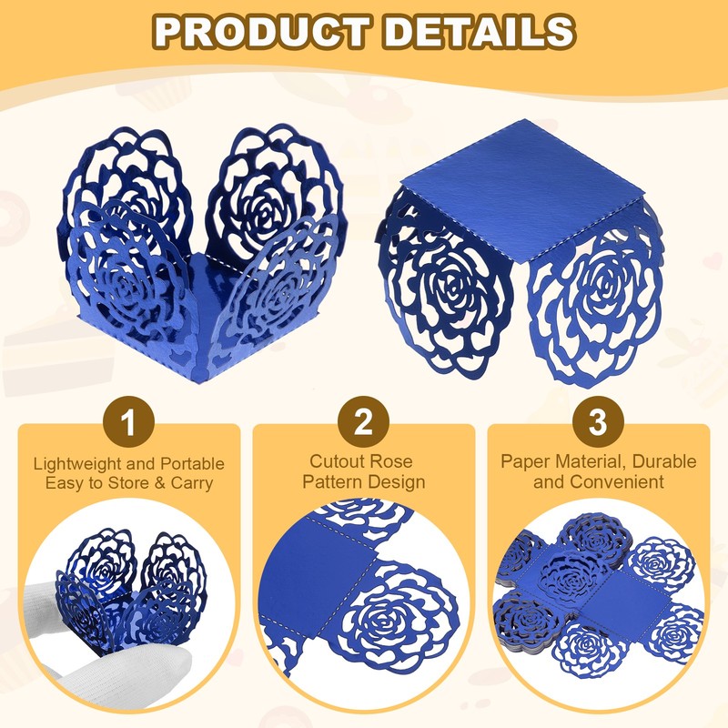 25PCS 4 Inch Truffle Wrappers for Wedding Birthday, Dark Blue gallery