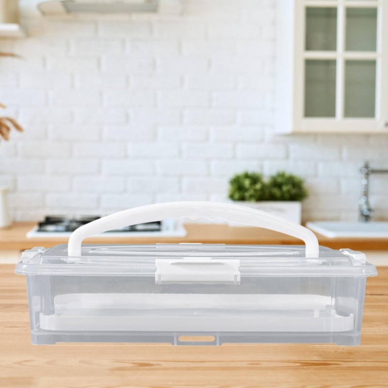 Portable Cake Carrier Cake Container with Handle Multiuse Rectangular Sturdy gallery