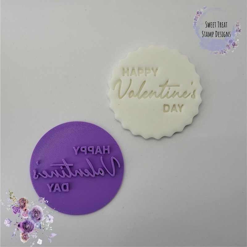 Happy Valentines Day Fondant Stamp Embosser Icing Cupcake Cookie Cutter