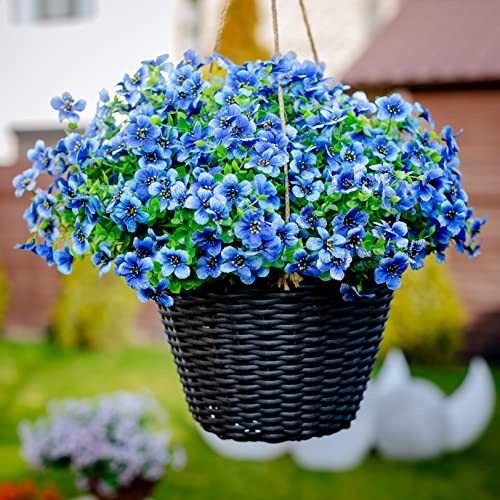 Artificial Flowers for Outdoors Fake Plants - 16 Bundles Faux Outside 14 Blue gallery