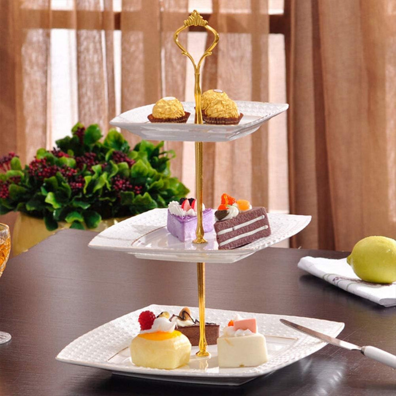 Gukasxi 4 Sets of 3 Tier Cake Stand Hardware, 2 Styles Golden Tiered Fruit Desse gallery