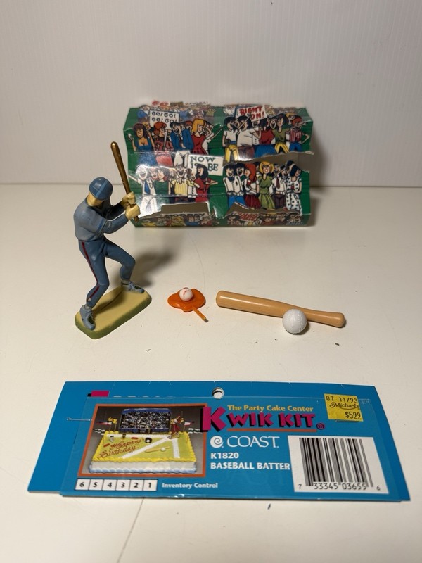 Vtg Coast Kwik Kit Cake Decoration Toppers Baseball Batter 1992 K1820