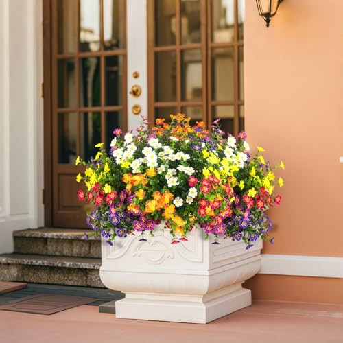 Grunyia Outdoor Artificial Flowers UV Resistant & Fade Proof, 12 Pack Mix gallery