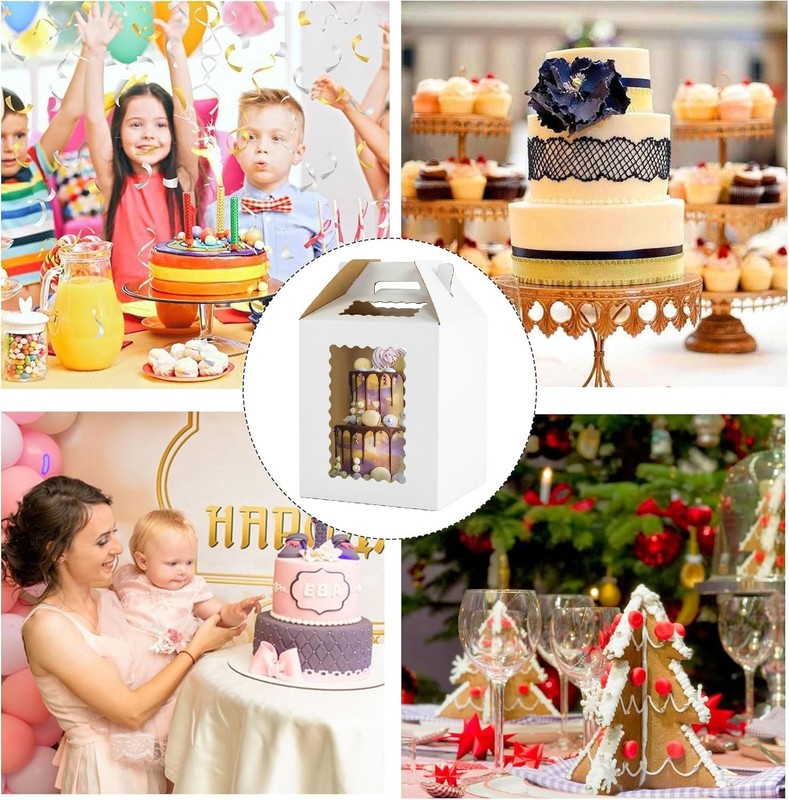 3 PCS 12x12x14 Inch Tall Cake Boxes Tier Carrier Large Bakery Layer White Base gallery