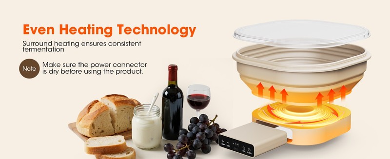 Upgrade Heating Sourdough Bread Proofing Basket Kit, Electric tatic gallery