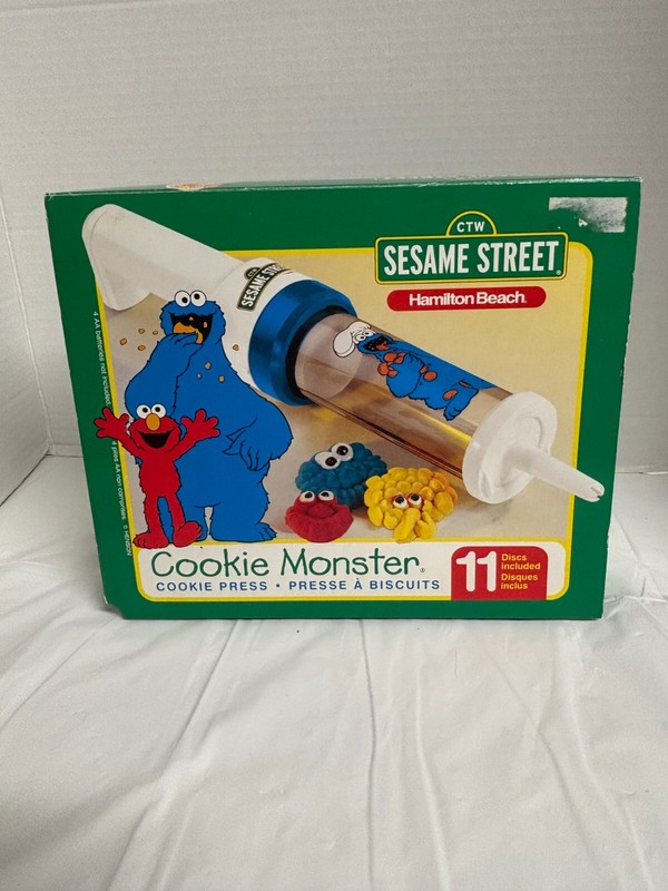 1998 Sesame Street Cookie Monster Cookie Press Hamilton Beach NEW in Open Box