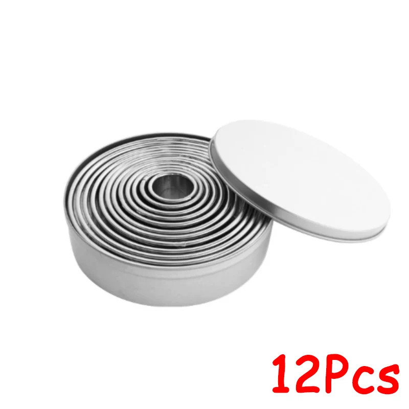 11/12Pcs Set Biscuit Mold Dough Cutter Stainless Steel round Cake Mold Kitchen T