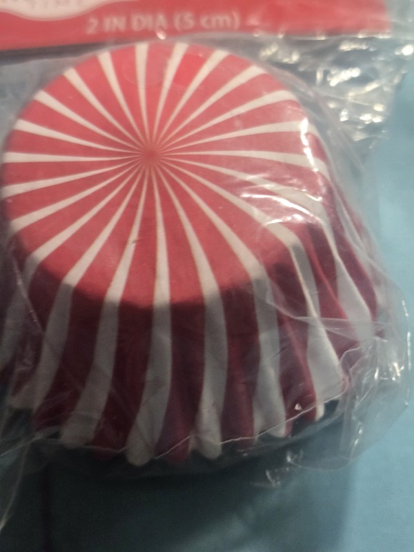 148 Cupcake Wrappers Regular Size Red And White Stripped And Cherry Hearts... gallery