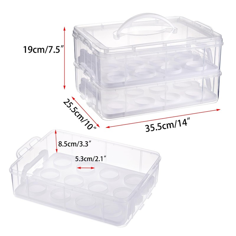 BTSKY 2 Tier Clear Plastic Cupcake Holder with Lid & Handles, Portable Cupcak... gallery