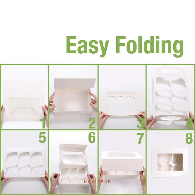 15 PCS Black Cupcake Boxes 8Count With Window & Inserts Bakery Containers gallery