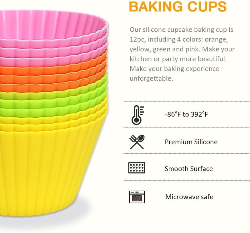 Jumbo Silicone Baking Cups Cupcake Liners Muffin Cups Cake Molds Large gallery