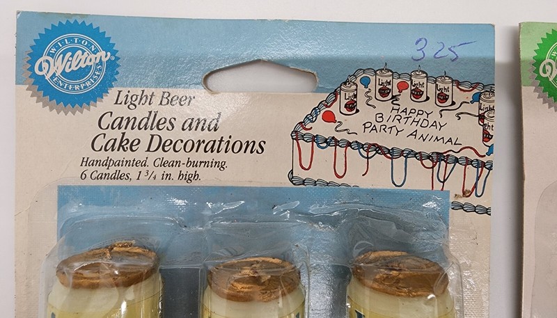 Cake Topper Lot Beer Bottle Vintage LIGHT beer And Champagne Decorative Candles gallery