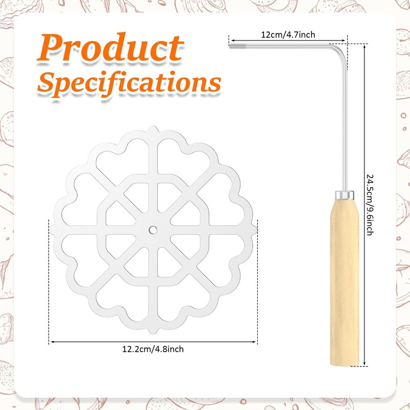 4.8 Inch Bunuelos Mold With Handle Detachable Rosette Iron Flower Cookie gallery