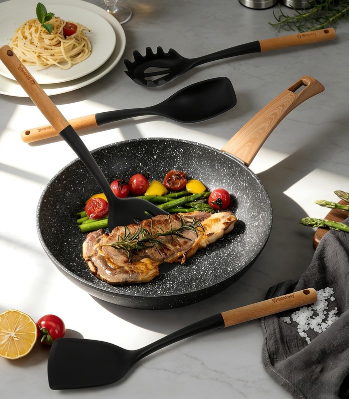 Large Silicone Kitchen Utensils Set with Holder, 25Pcs Cooking Utensil Set wi... gallery