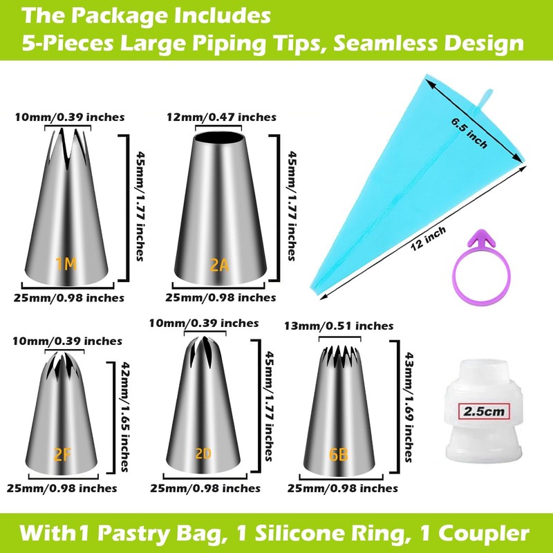 Large Piping Tips Set, Seamless Stainless Steel Cake Decorating Tips, Pastry ... gallery