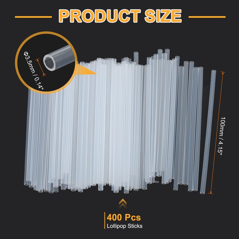 Lollipop Sticks 4Inch, 400 Pcs Cake Toppers Stick, Clear Candy Making Sticks gallery