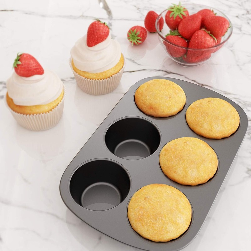Tiawudi 3 Pack Nonstick Muffin Pan, Carbon Steel Cupcake Jumbo, Black gallery