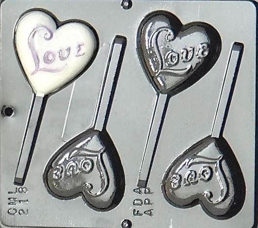 “Love” on Heart Lollipop Chocolate Candy Mold Valentine 218 NEW