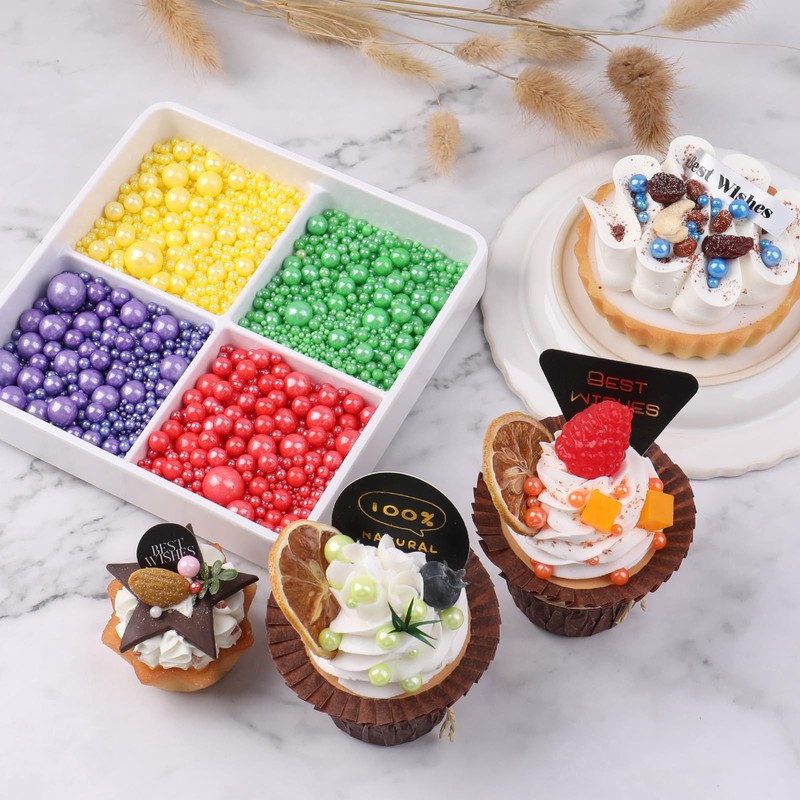 Sprinkles for Cake Decorating, 4.6oz Silver Pearl Mixed sizes, gallery