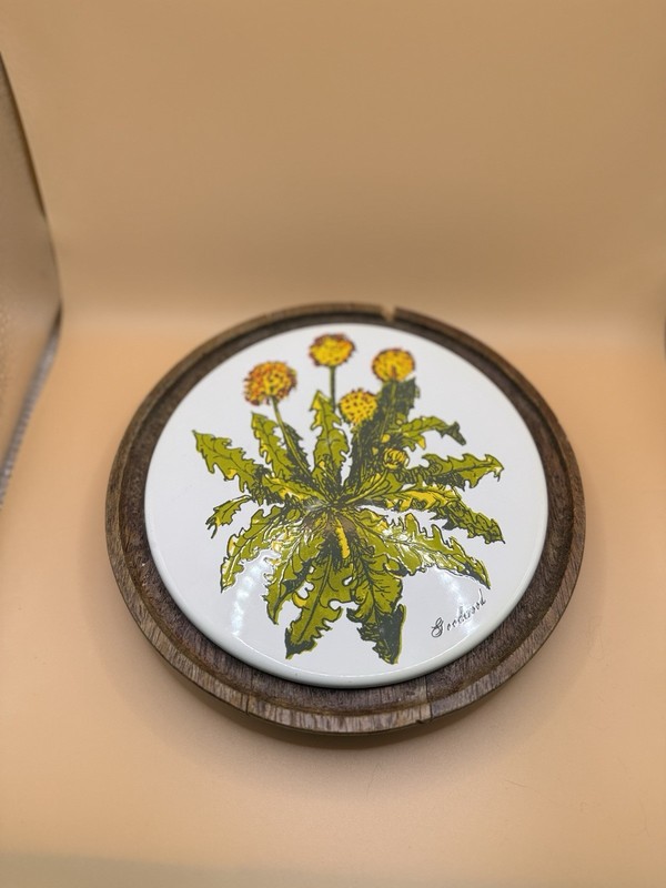 Goodwood Glass Cloche Cake Stand w/ Lid, Dark Brown Wood Base Floral gallery