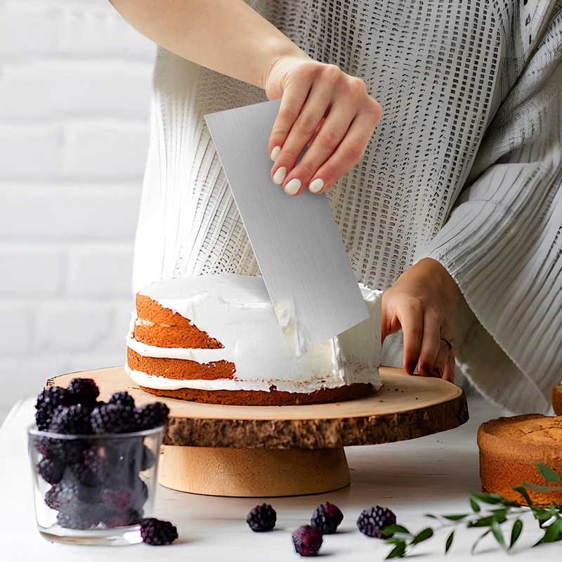 3 PCS 8.6 Inch Stainless Steel Cake Scraper Double Sided Patterned Comb gallery