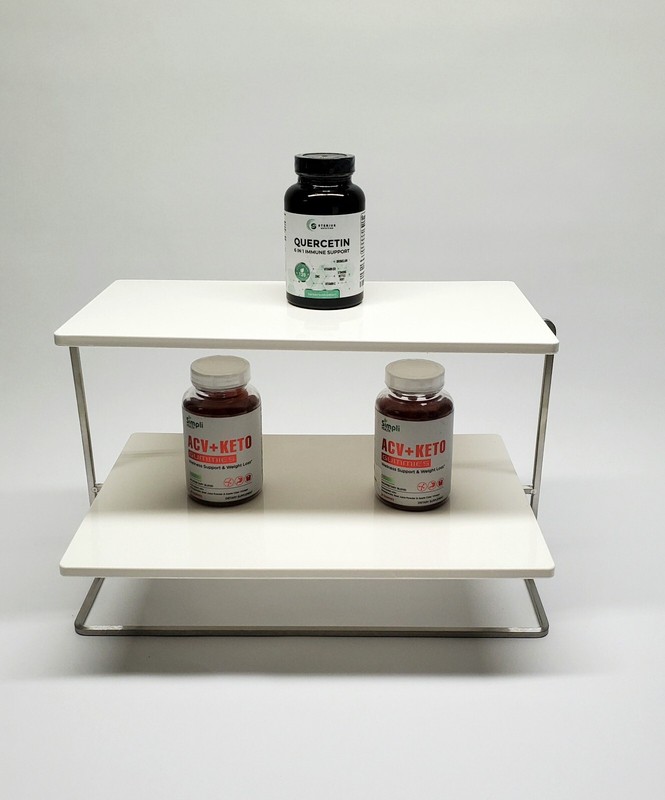 Acme Plastics 2 Tier Stainless Steel Display Stand With White Trays All Occasion gallery