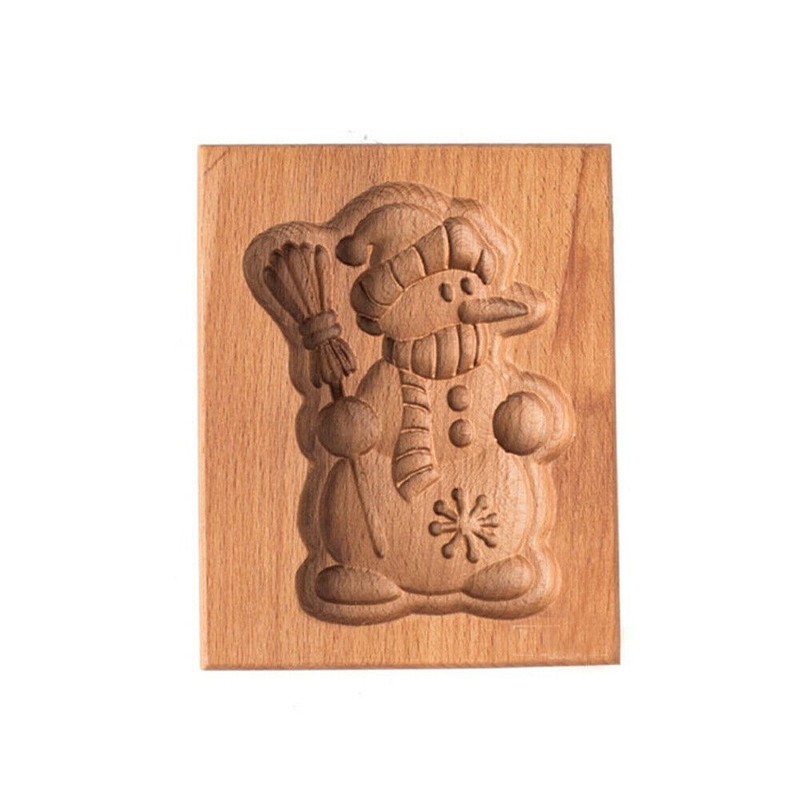 Christmas Wooden Gingerbread Cookie Mold Carved Shortbread Mold
