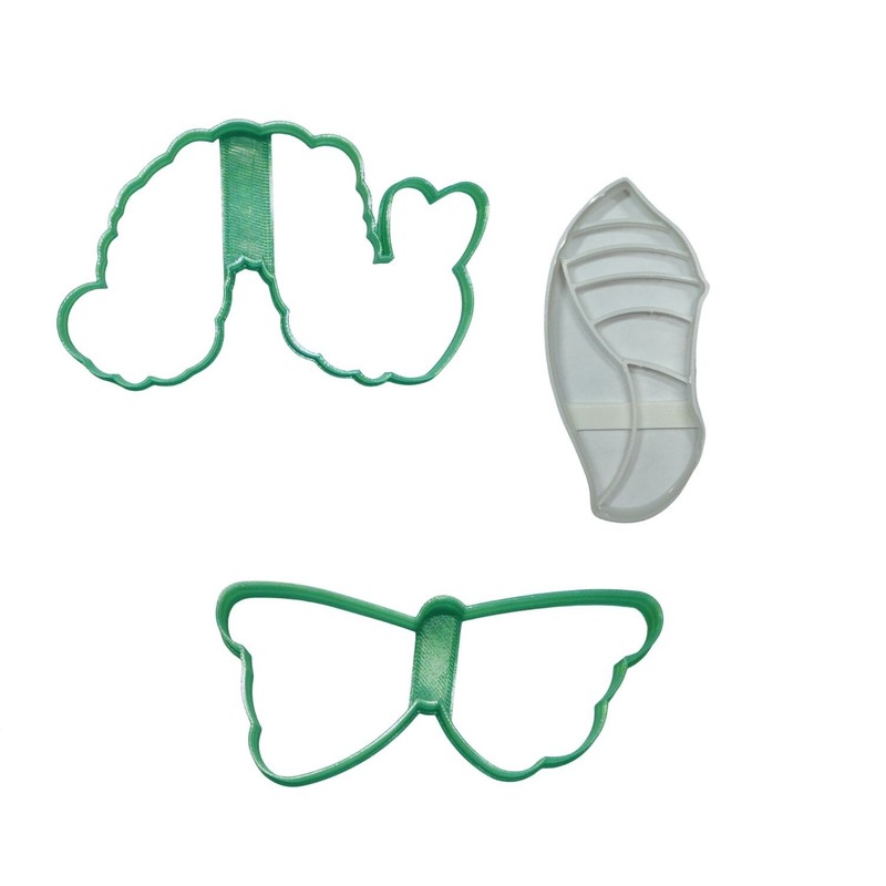 BUTTERFLY LIFE CYCLE STAGES CATERPILLAR COCOON SET OF 3 COOKIE CUTTERS PR1944