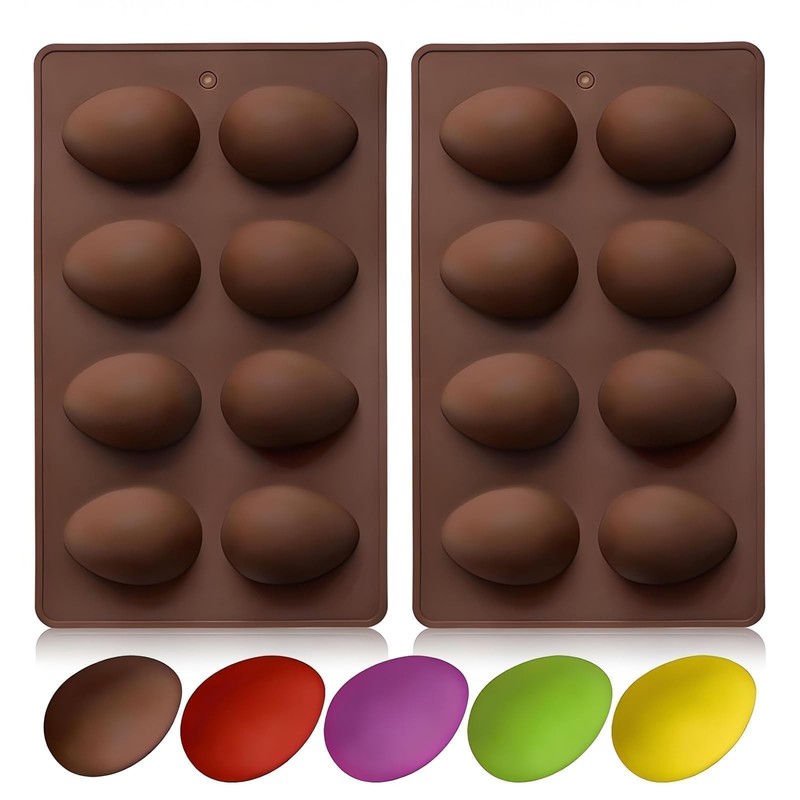 2pcs Easter Egg Shape Silicone Molds,8-Cavity Silicone Egg Pan for Cake Decor... gallery