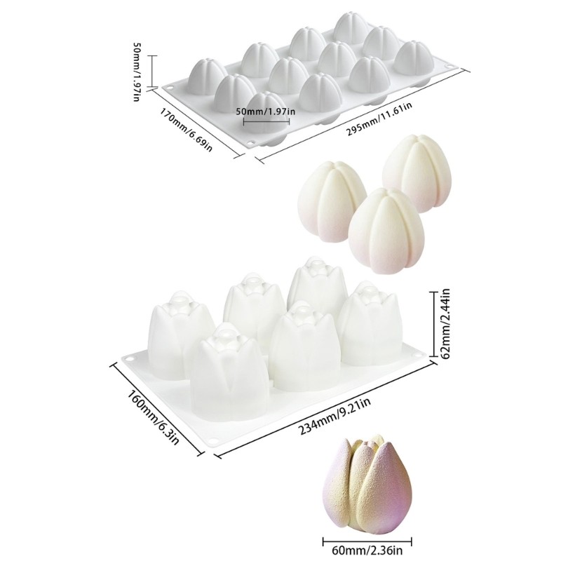 Artistic 3D Tulips Design Silicone Molds Safe For Cake Chocolate Dessert gallery