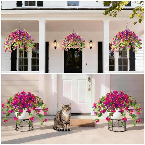Artificial Fake Flowers Plants for Outdoor Decoration Faux Silk 2 Pcs Mix 2 gallery