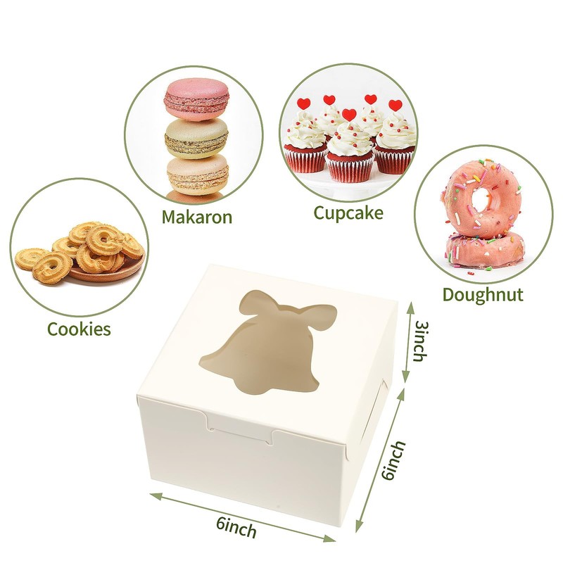24 PCS White Bakery Boxes with Window, 6x6x3 Inch Christmas Cookie Boxes for ... gallery