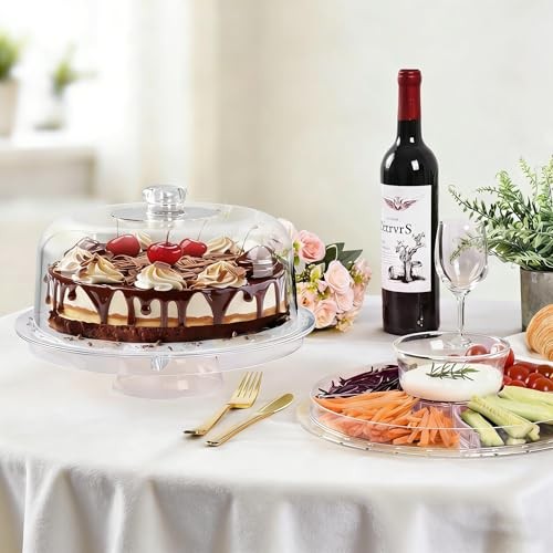 Cake Stand Acrylic Dome Cover 6-In-1 Multi-purpose Lid 12.2 Veggie Platter Salad gallery