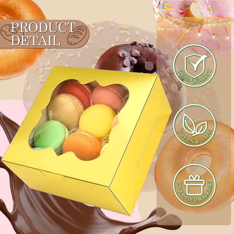 65PCS Bakery Boxes with Window 6x6x3 Inches 5 Style Cookie Boxes Small Pastry... gallery