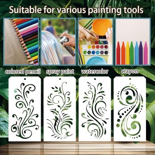 12 Sheets Various Stencils, 12 Styles Flower Vine Drawing Rolls of Flowers gallery