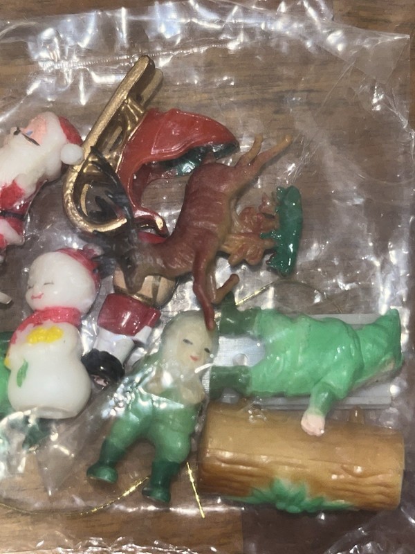 Vintage Christmas Holiday Cake Toppers Santa Claus Sleigh Reindeer New Unopened gallery