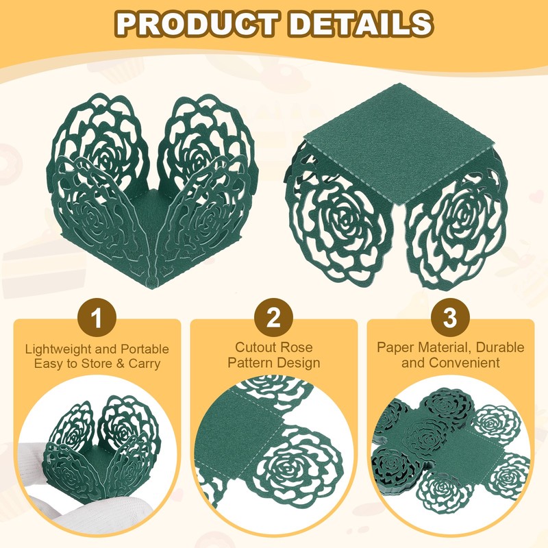 50PCS 4 Inch Truffle Wraps for Wedding Birthday, Dark Green gallery