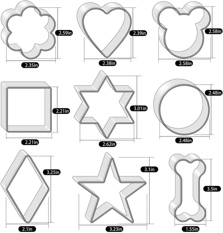 Metal Cookie Cutters Set 9Pcs - Stainless Steel Cookie Cutters Includes Heart, F gallery