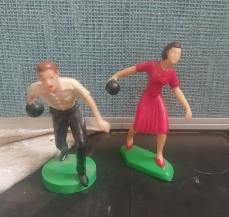 Vintage Bowler Cake Toppers Man and Woman His And Hers gallery
