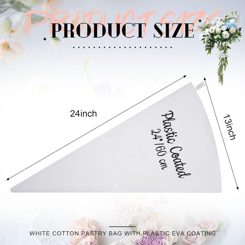 4 Pack 24 Inch Reusable Piping Pastry Bags Large Canvas Cake Decorating Bags wit gallery