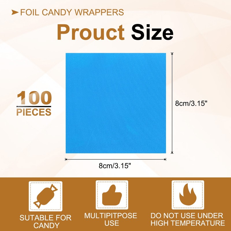Foil Candy Wrappers 3x3 Inch, 100 Pcs Blue Fine Grid Paper for DIY Chocolate gallery