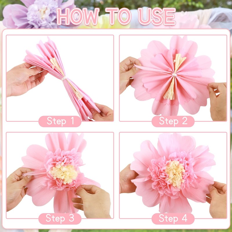 Sunbeauty Pastel Paper Flowers 6Pcs Large Tissue Paper Flowers Decoration For gallery