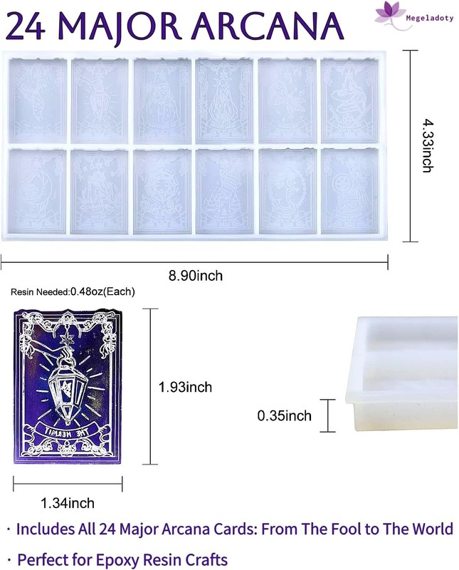 24 Piece Classic Major Arcana Tarrot Card Molds Clear gallery
